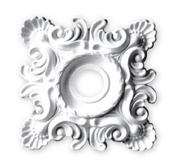 Square Ceiling Medallion - Bright White with Classical Design
